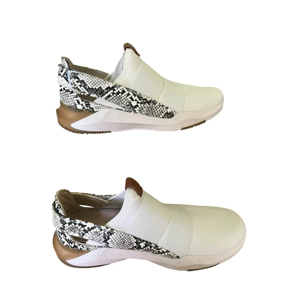 Dr. Scholl's Womens Hyped Up White White & Black‎ Snake Sneakers Slip On Size 9M